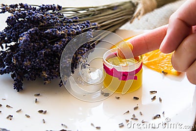 Lavender Stress Balm set Stock Photo