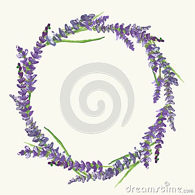 Lavender wreath, watercolor painting, illustration Vector Illustration