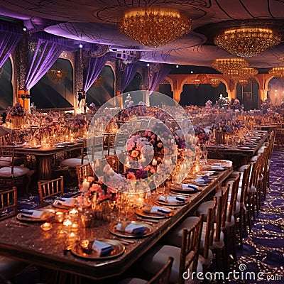 Lavish Reception Banquet with Delectable Delights Stock Photo