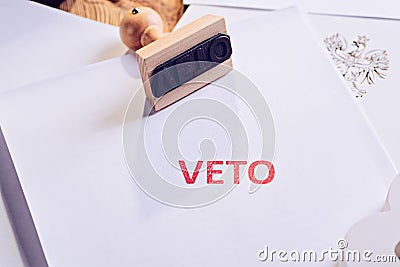Law act with red veto stamp. Stock Photo