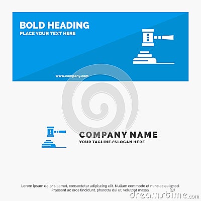 Law, Action, Auction, Court, Gavel, Hammer, Judge, Legal SOlid Icon Website Banner and Business Logo Template Vector Illustration