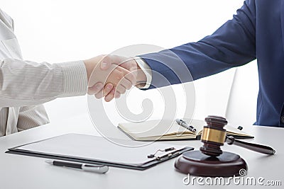 Law, advice and Legal services concept. Lawyer and attorney having team meeting at law firm. Stock Photo