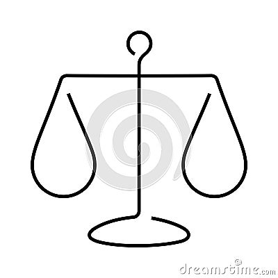 Law balance scale one line vector icon Vector Illustration