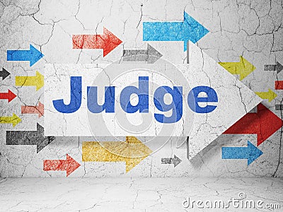 Law concept: arrow with Judge on grunge wall background Stock Photo