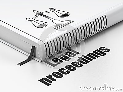 Law concept: book Scales, Legal Proceedings on white background Stock Photo
