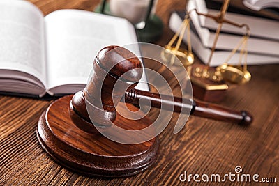 Law concept. Hammer of justice Stock Photo