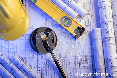 Law concept. Labor and construction law. Place for text. Stock Photo