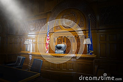 Law, Court, Courtroom, Judge, Chair, Bench Stock Photo