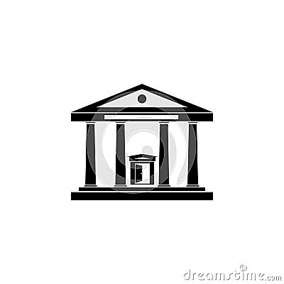 Court house government office, building silhouette icon. Vector Illustration