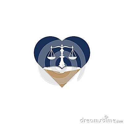 Law education heart shape concept logo design. Vector Illustration