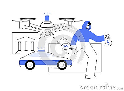 Law enforcement drones abstract concept vector illustration. Vector Illustration