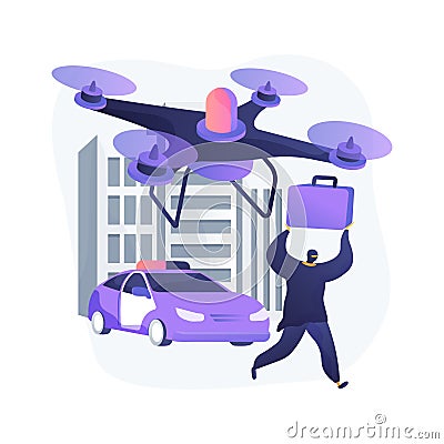 Law enforcement drones abstract concept vector illustration. Vector Illustration