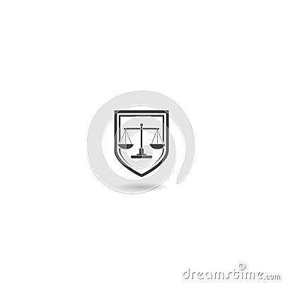 Law firm justice scale logo icon with shadow Vector Illustration