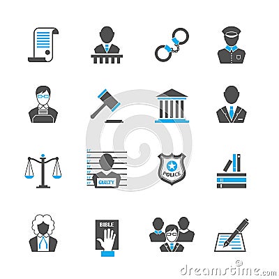 Law icons set Vector Illustration