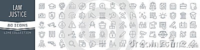Law and justice line icons collection. Big UI icon set in a flat design. Thin outline icons pack. Vector illustration EPS10 Vector Illustration