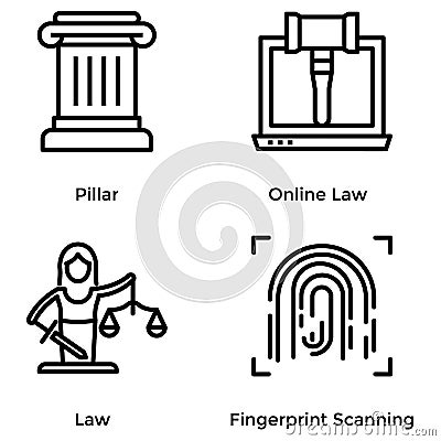 Law and Justice Line Vectors Pack Vector Illustration