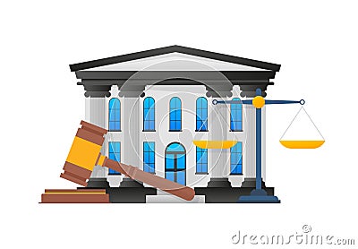 Law and justice scenes. Auction and judgment. Vector Illustration