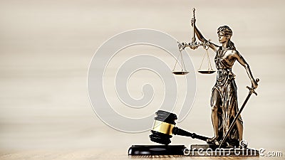 Law Legal System Justice Crime and violence concept. Themis and Gavel. 3d illustration Cartoon Illustration