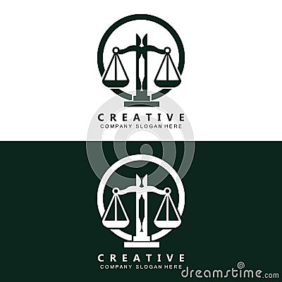 Law Logo, Scales Justice Vector, Design For Pawnshop Brands, Law, Attorney, Financial Institutions Vector Illustration