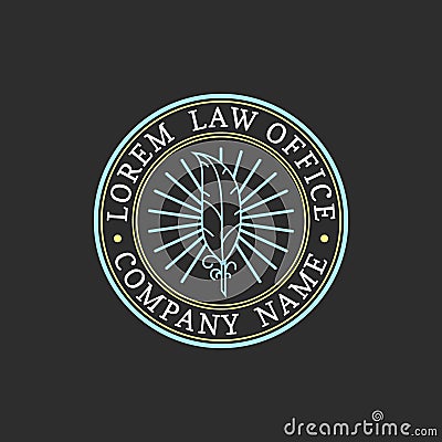 Law office logo. Vector vintage attorney, advocate label, juridical firm badge. Act, principle, legal icon design. Vector Illustration