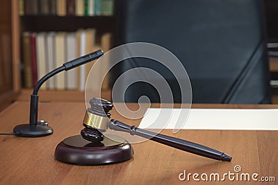 Law and order. Court hearing Condemn and punish. Stock Photo