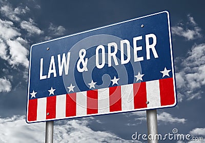 Law and Order - road sign information Stock Photo