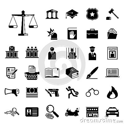 Law and police icon set Vector Illustration