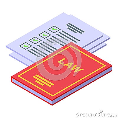 Law regulation book icon isometric vector. Trade rule Vector Illustration