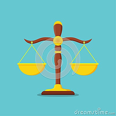 Law scales libra icon in a flat design. Justice balance. Vector illustration Vector Illustration