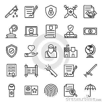 Law Security Line Icons Pack Vector Illustration