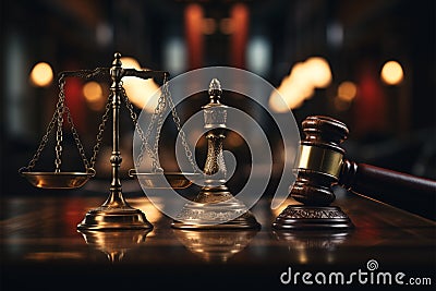 Law symbol gavel, lawyers confer at law firm, embodying legal teamwork and service Stock Photo