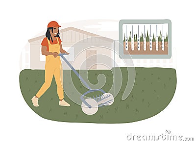 Lawn aeration isolated concept vector illustration. Vector Illustration