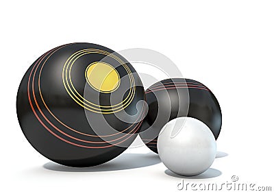 Lawn Bowls And Jack Stock Photo