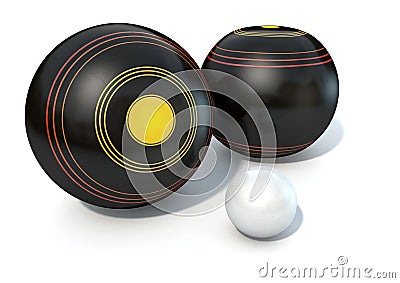 Lawn Bowls And Jack Stock Photo