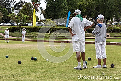 Lawn bowls white clothing teams Editorial Stock Photo
