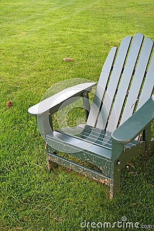 Lawn Chair on Grass Stock Photo