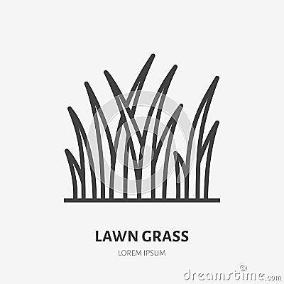 Lawn grass flat line icon. Vector thin sign of planting. Landscaping, meadow illustration Vector Illustration