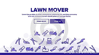 Lawn Mover Landing Header Vector Vector Illustration