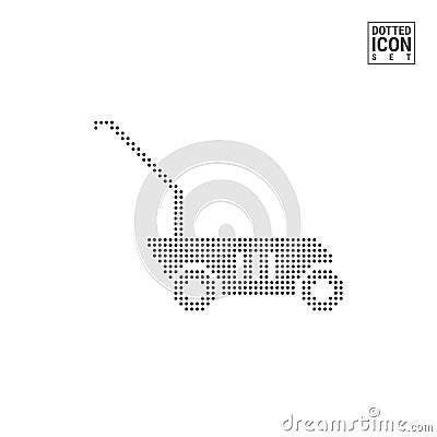 Lawn Mower Dot Pattern Icon. Grass Cutter Dotted Icon Isolated on White. Vector Background or Design Template Vector Illustration