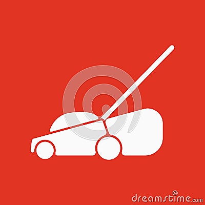 The lawn mower icon. Grass symbol. Flat Vector Illustration