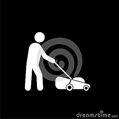 Lawn mower icon isolated on dark background Vector Illustration
