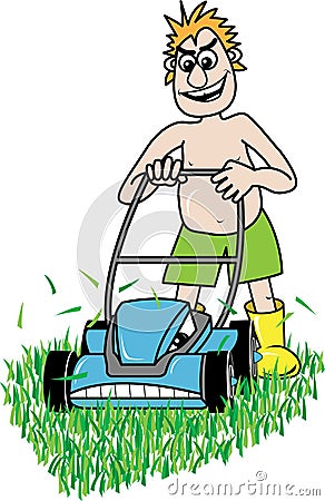 Lawn mowing Stock Photo