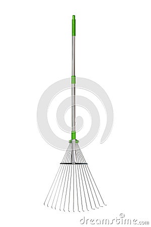 Lawn rake on white Stock Photo