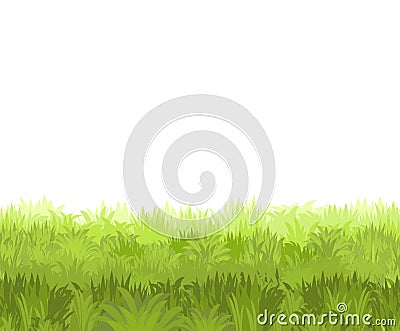 Lawn. Seamless illustration. Grass close-up. Green summer landscape. Rural pasture meadow. Cartoon style. Flat design Vector Illustration