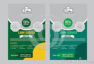 Lawn Service Flyer Design Template Very Modern unique one Vector Illustration