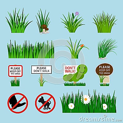 Lawn signs set for garden Vector Illustration