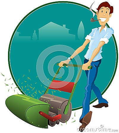 Lawnmower Man Vector Illustration