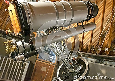 The Lawrence 13-inch refracting telescope Stock Photo