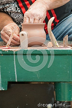 Pottery Artist Forms Bowl With Hands At Lawrenceville Arts Fest Editorial Stock Photo