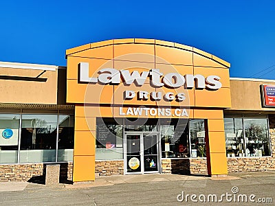 Lawtons Drugs Pharmacy Store front. A Canadian Drug Store chain owned by Sobeys Editorial Stock Photo